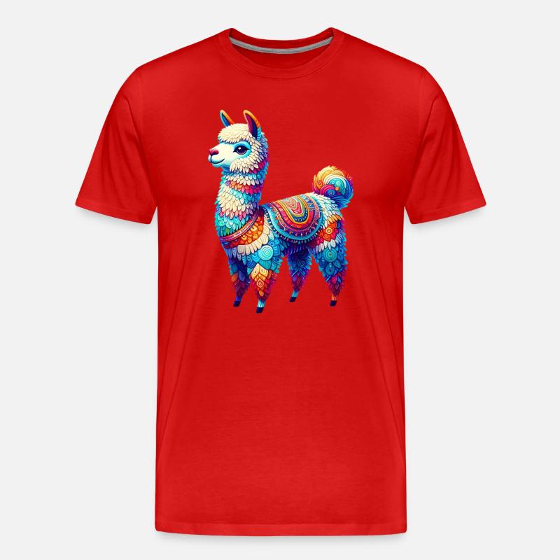 Alpaka - Männer Premium Bio T-Shirt - Rot