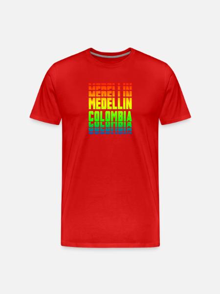 Medellin Columbia rainbow design - Men's Premium Organic T-Shirt - red