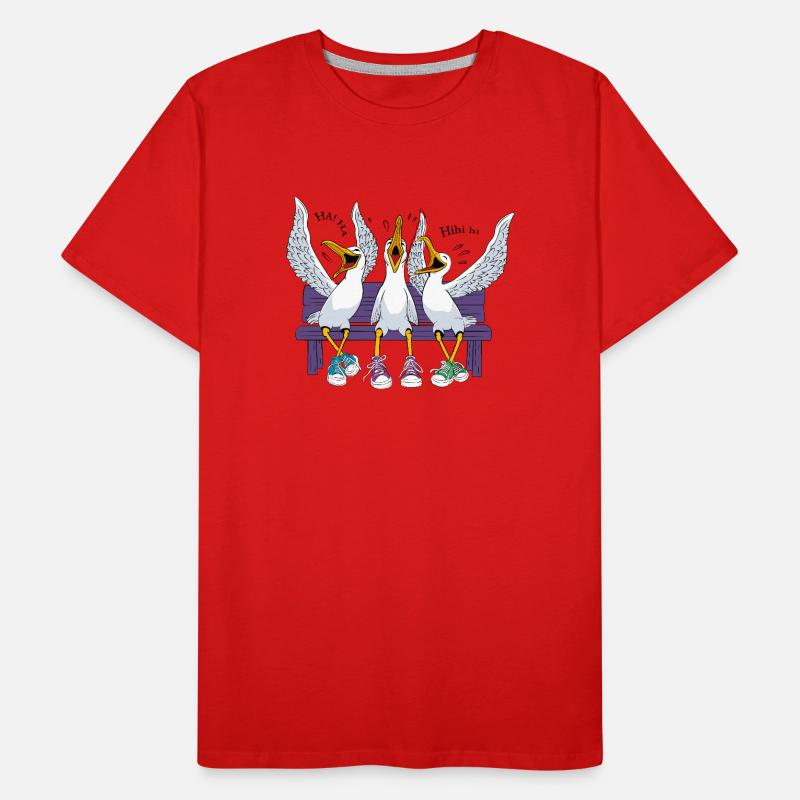 Seagulls on Beach Bench Men's Premium Organic T-Shirt