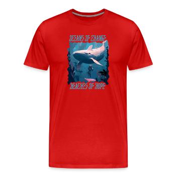 Baignade sur la plage et la mer sans plastique contre la pollution - T-shirt bio Premium Homme - rouge - Devant - Damien (186cm)