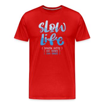 Langsames Leben 2 - Männer Premium Bio T-Shirt - Rot - Vorne - Damien (186cm)
