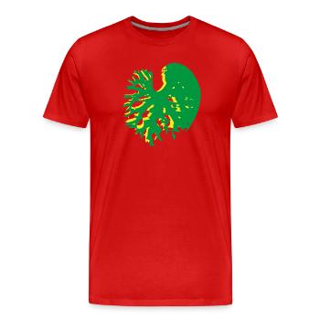 Herzblatt Struktur Gruen Gelb Catalpa - Männer Premium Bio T-Shirt - Rot - Vorne - Damien (186cm)