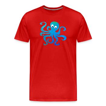 Oktopus Tintenfisch Comic Struktur Meer Ozean Tier - Männer Premium Bio T-Shirt - Rot - Vorne - Damien (186cm)