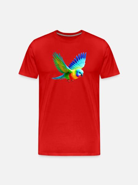 Rainbow Parakeet (03) - Men's Premium Organic T-Shirt - red