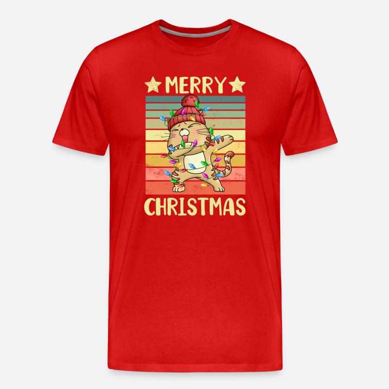 Frohe Weihnachten Katze - Männer Premium Bio T-Shirt - Rot