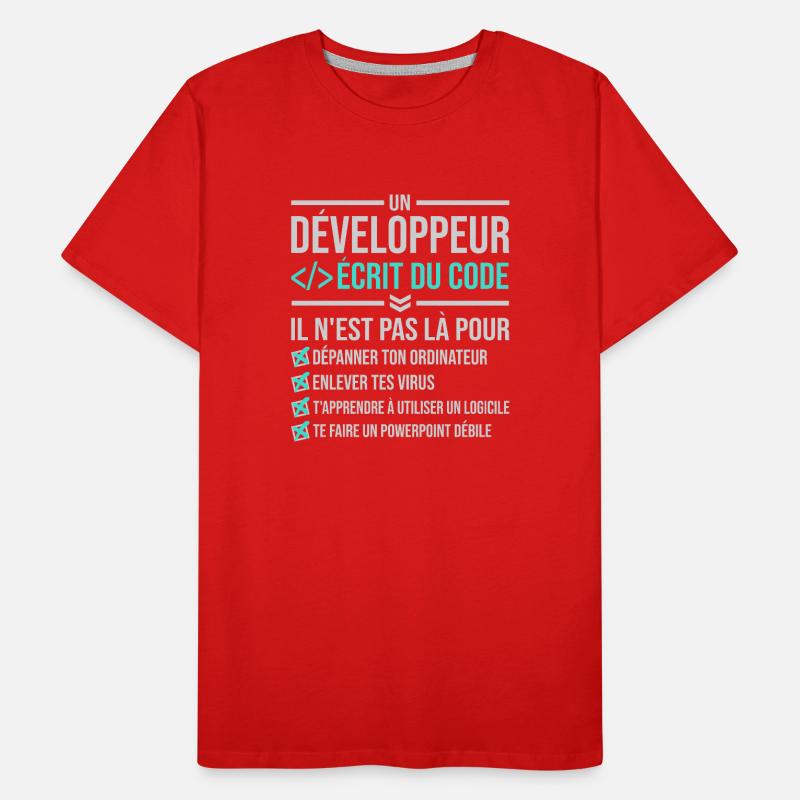 Développeur écrire du code T-shirt bio Premium Homme