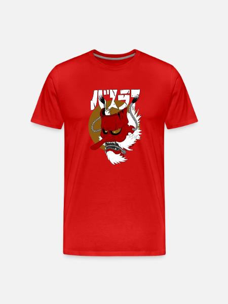 Japanische Dämonenmaske - Männer Premium Bio T-Shirt - Rot