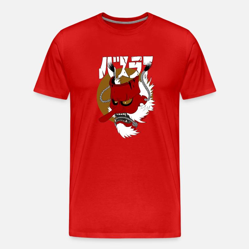 Japanische Dämonenmaske - Männer Premium Bio T-Shirt - Rot