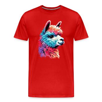 Alpaka - Männer Premium Bio T-Shirt - Rot - Vorne - Damien (186cm)