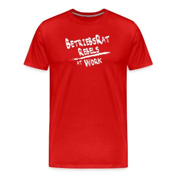 Betriebsrat rebels weiss für schwarzen Hintergrund - Männer Premium Bio T-Shirt - Rot - Vorne - Damien (186cm)
