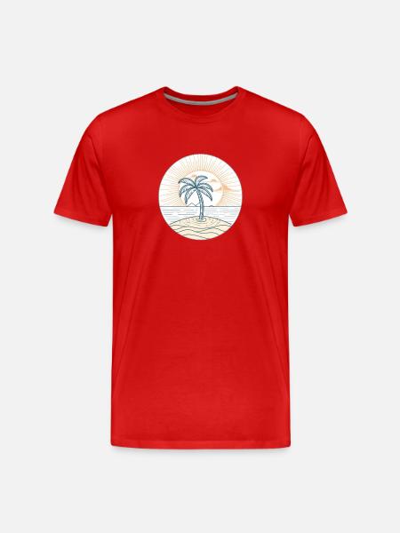 Sunny Island Palm Circle - Men's Premium Organic T-Shirt - red
