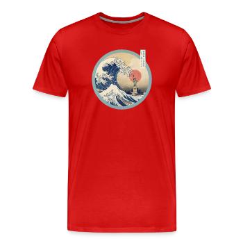 The Great Wave and New York - Men's Premium Organic T-Shirt - red - Front - Damien (186cm)