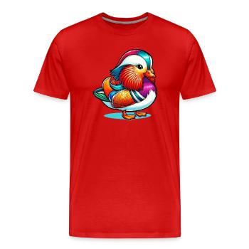 Canard mandarin - T-shirt bio Premium Homme - rouge - Devant - Damien (186cm)