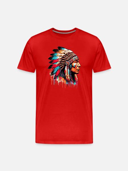 American Indian American - Men's Premium Organic T-Shirt - red