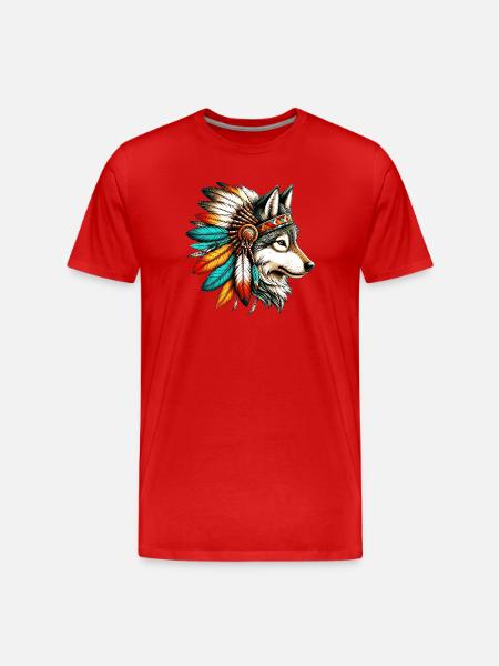American Indian Wolf American Redskin - Men's Premium Organic T-Shirt - red
