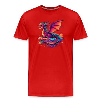 Dragon - Men's Premium Organic T-Shirt - red - Front - Damien (186cm)