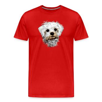 Maltais Petit Chien Maltais Amour Doux Maltais - T-shirt bio Premium Homme - rouge - Devant - Damien (186cm)