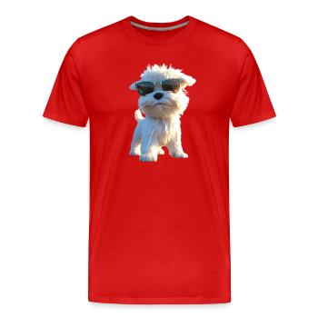 Maltais Petit Chien Maltais Amour Doux Maltais - T-shirt bio Premium Homme - rouge - Devant - Damien (186cm)