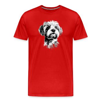 Maltais Petit Chien Maltais Amour Doux Maltais - T-shirt bio Premium Homme - rouge - Devant - Damien (186cm)