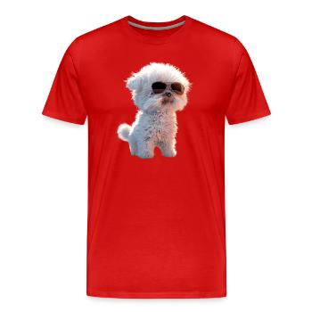 Maltais Petit Chien Maltais Amour Doux Maltais - T-shirt bio Premium Homme - rouge - Devant - Damien (186cm)