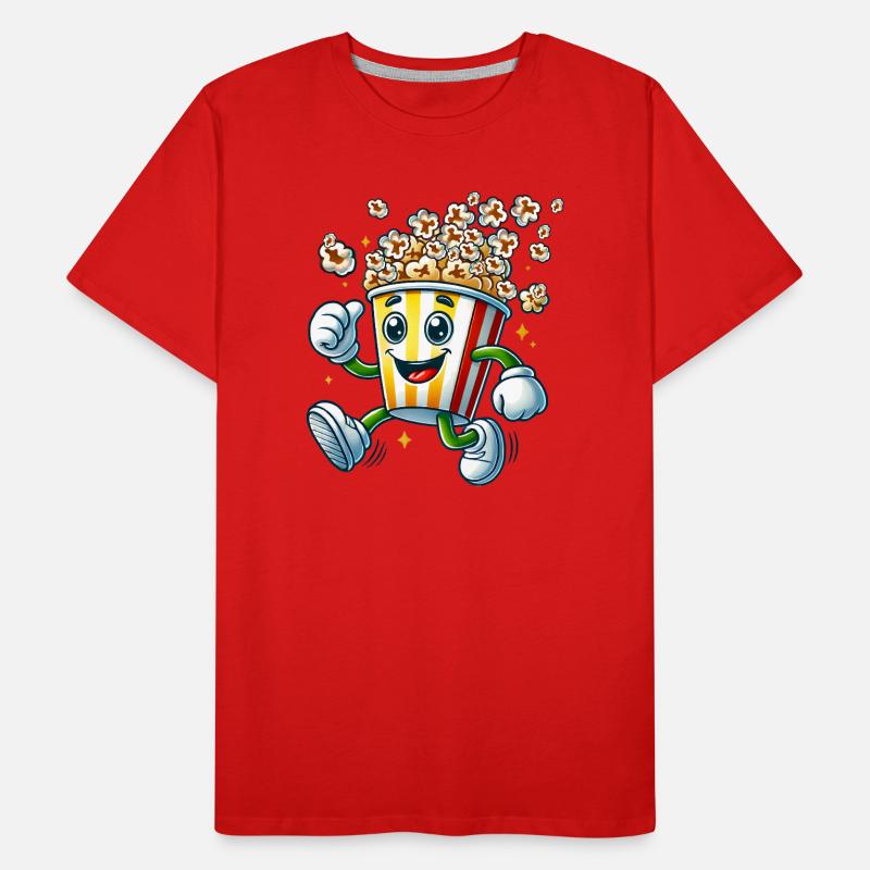 motif pop-corn de dessin animé joyeux pour s’amuser au cinéma T-shirt bio Premium Homme