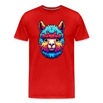 Alpaka - Männer Premium Bio T-Shirt - Rot - Vorne - Damien (186cm)