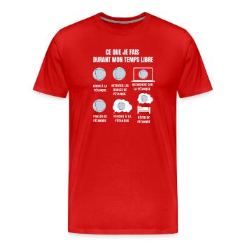 Was ich in meiner Freizeit mache - Pétanque - Männer Premium Bio T-Shirt - Rot - Vorne - Damien (186cm)