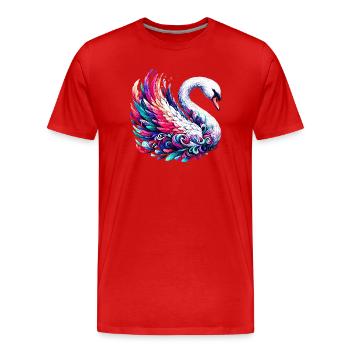 Cygne - T-shirt bio Premium Homme - rouge - Devant - Damien (186cm)