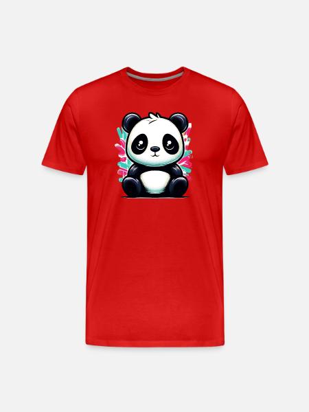 Panda - Männer Premium Bio T-Shirt - Rot