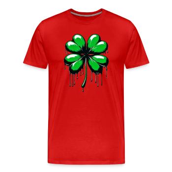 Trèfle à quatre feuilles - T-shirt bio Premium Homme - rouge - Devant - Damien (186cm)