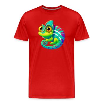 Caméléon - T-shirt bio Premium Homme - rouge - Devant - Damien (186cm)