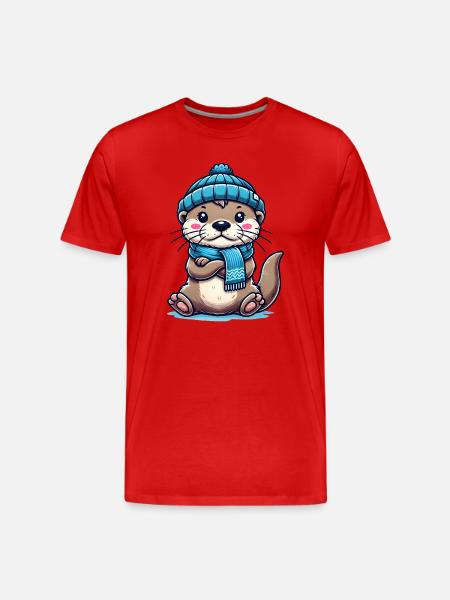 Cute Otter - Men's Premium Organic T-Shirt - red