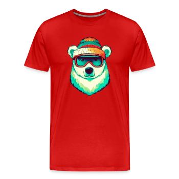 Ours blanc - T-shirt bio Premium Homme - rouge - Devant - Damien (186cm)