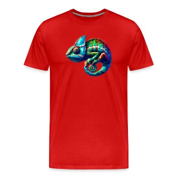 Polygonal Chameleon - Men's Premium Organic T-Shirt - red - Front - Damien (186cm)