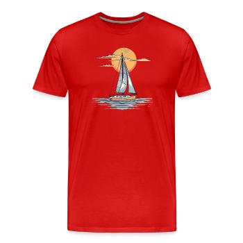 Croquis de voilier - T-shirt bio Premium Homme - rouge - Devant - Damien (186cm)