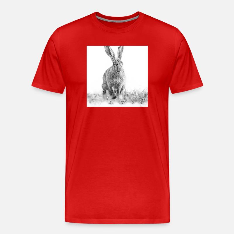 Hoppelnder Hase schwarweiss - Männer Premium Bio T-Shirt - Rot