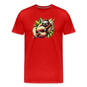 Polygonal sloth - Men's Premium Organic T-Shirt - red - Front - Damien (186cm)