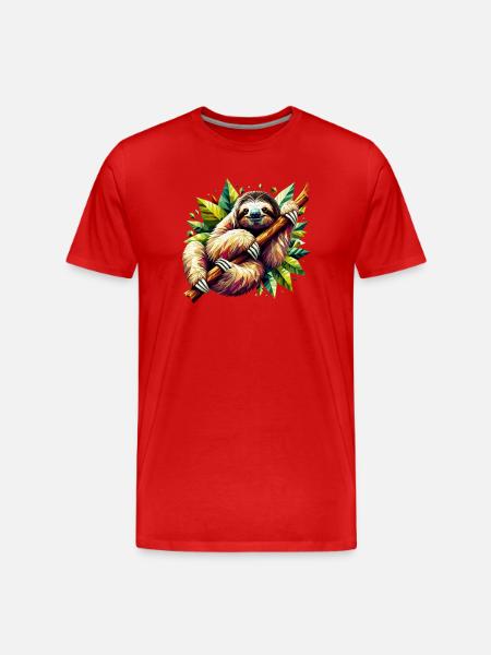 Polygonal sloth - Men's Premium Organic T-Shirt - red