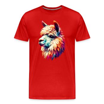 Polygonales Alpaka - Männer Premium Bio T-Shirt - Rot - Vorne - Damien (186cm)