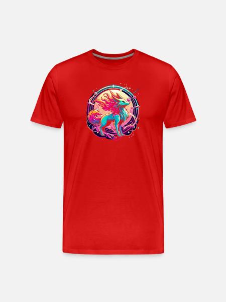 Psychedelic Fox Art - Men's Premium Organic T-Shirt - red