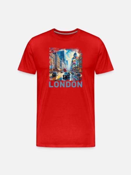 London - Men's Premium Organic T-Shirt - red