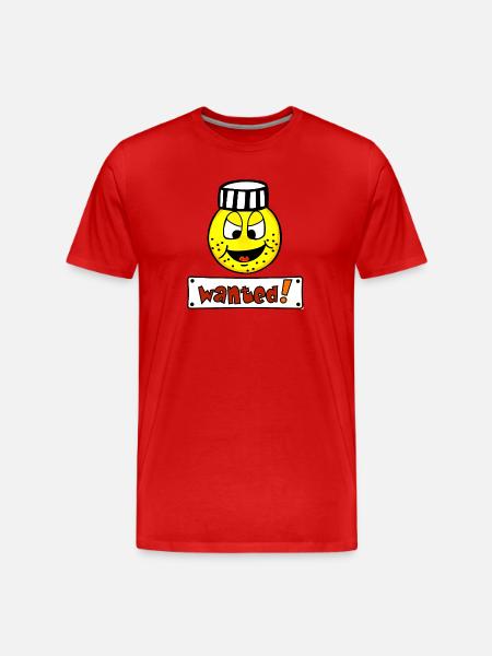 Wanted - Lustiges Emoticon Häftling - Männer Premium Bio T-Shirt - Rot
