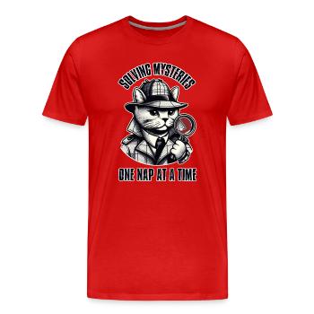 Résoudre des mystères, une sieste à la fois ! - T-shirt bio Premium Homme - rouge - Devant - Damien (186cm)