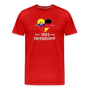Ecuador und Deutschland 100% Freundschaft - Männer Premium Bio T-Shirt - Rot - Vorne - Damien (186cm)
