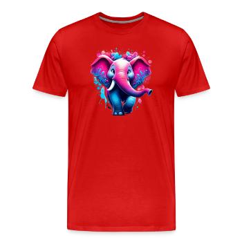 Éléphant - T-shirt bio Premium Homme - rouge - Devant - Damien (186cm)