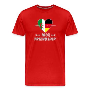100 % amitié entre l'Algérie et l'Allemagne - T-shirt bio Premium Homme - rouge - Devant - Damien (186cm)
