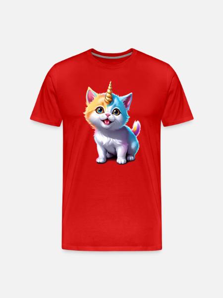 Unicorn Kitten - Men's Premium Organic T-Shirt - red