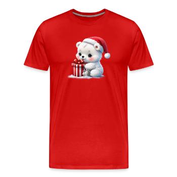 Der Weihnachtseisbär - Männer Premium Bio T-Shirt - Rot - Vorne - Damien (186cm)