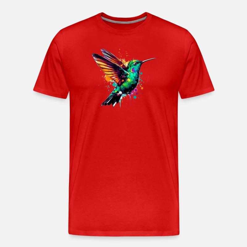 Kolibri - Männer Premium Bio T-Shirt - Rot