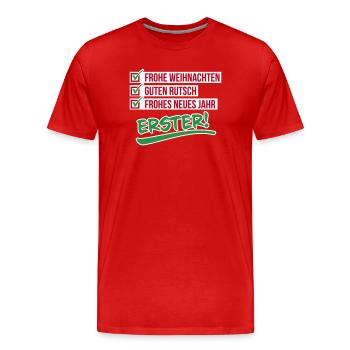 Frohe Weihnachten | Rutsch | Neues Jahr – ERSTER - Männer Premium Bio T-Shirt - Rot - Vorne - Damien (186cm)